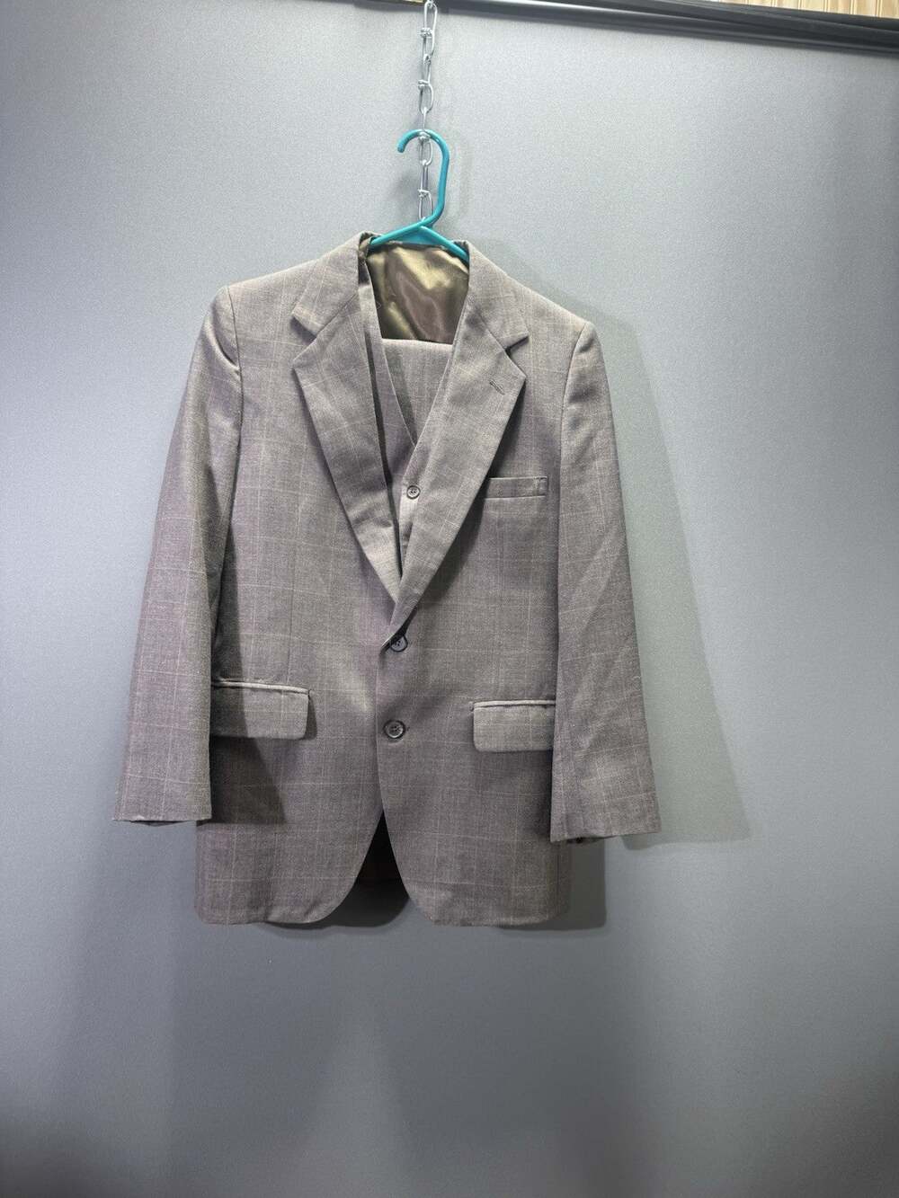 Vintage Christian Dior Jeune Homme Boys 3 Piece Suit Plaid Jacket Vest Pants
